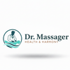 Logo for Dr. Massager with a person massaging a body and text 'Health & Harmony' on a white background.